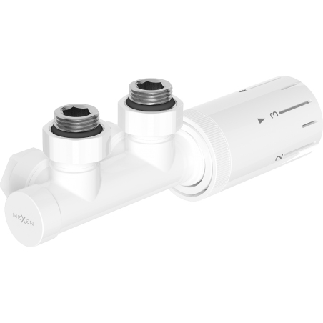Mexen G05 kutni termostatski set, Duplex, DN50, bijela - W907-958-20