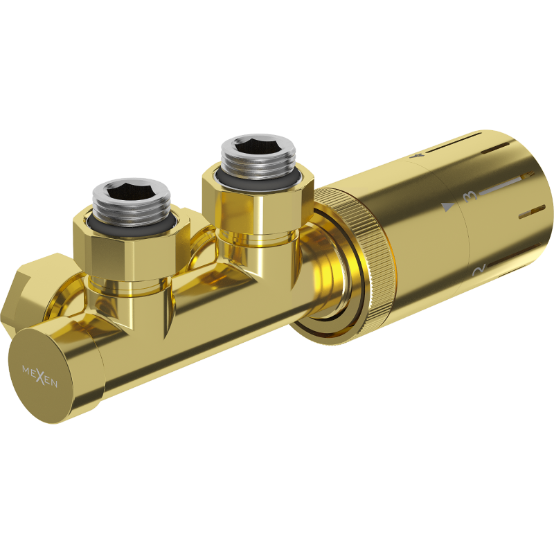 Mexen G05 hoekige thermostaatset, Duplex, DN50, goud - W907-958-50
