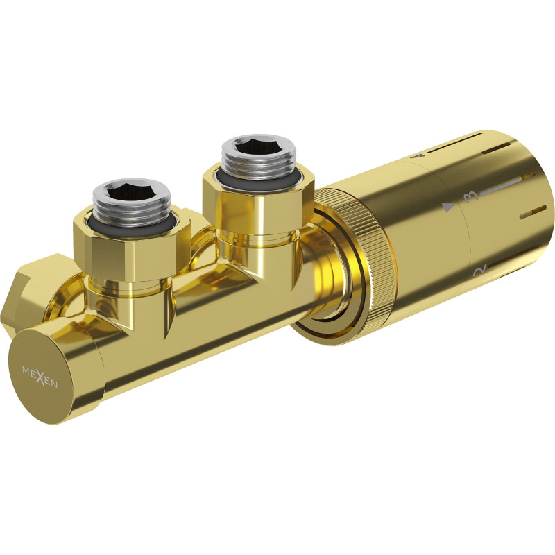 Mexen G05 nurgaga termostaatiline komplekt, Duplex, DN50, kuldne - W907-958-50