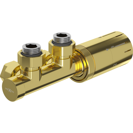 Mexen G05 nurgaga termostaatiline komplekt, Duplex, DN50, kuldne - W907-958-50