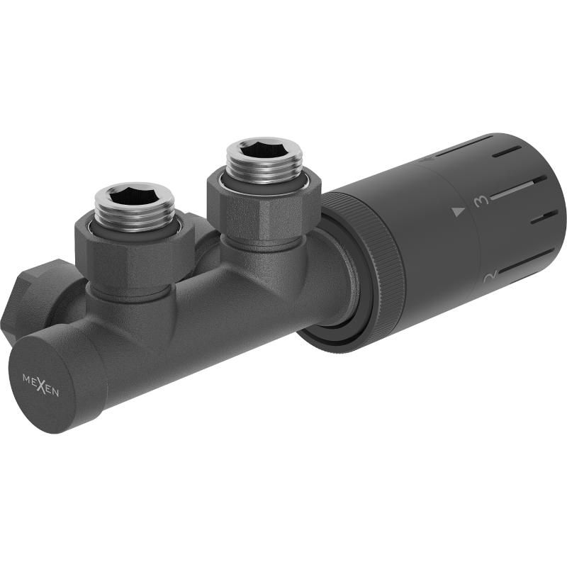 Mexen G05 kulmainen termostaattisarja, Duplex, DN50, antrasiitti - W907-958-66