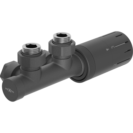 Mexen G05 Wénkel Thermostat-Set, Duplex, DN50, Antrazit - W907-958-66