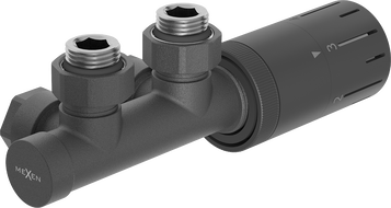 Mexen G05 thermostatische hoekset, Duplex, DN50, antraciet - W907-958-66