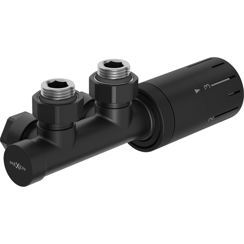 Mexen G05 termostatset vinklad, Duplex, DN50, svart - W907-958-70