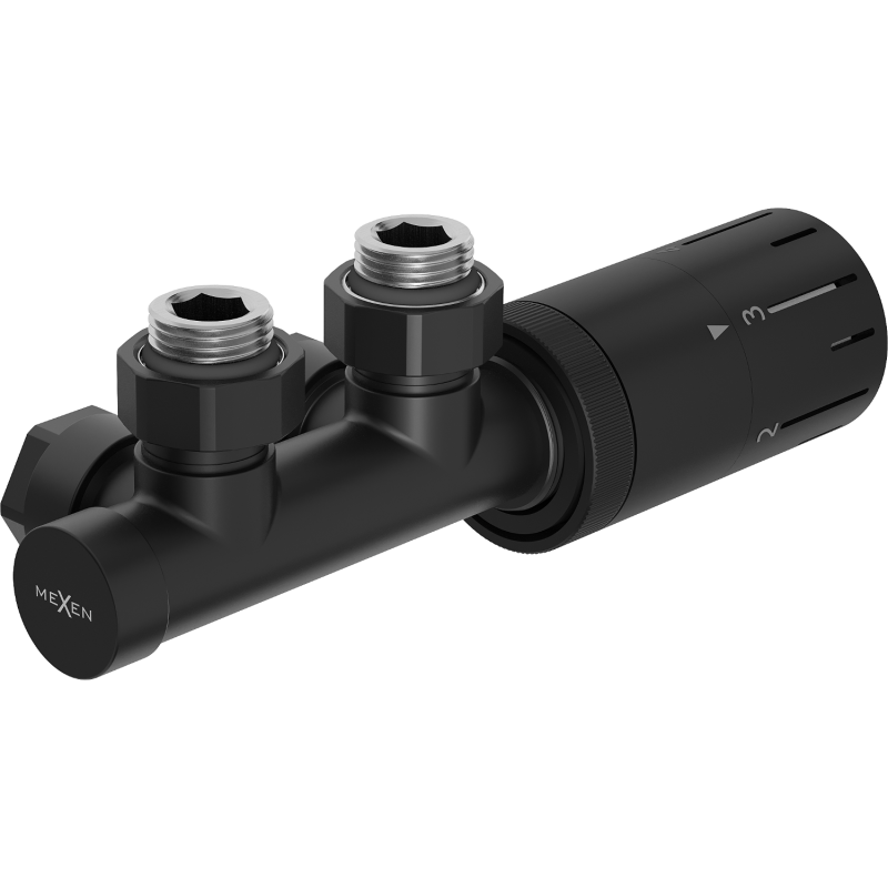 Mexen G05 thermostateschen Set, Wénkel, Duplex, DN50, schwaarz - W907-958-70