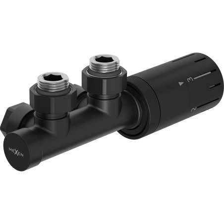 Mexen G05 angled thermostatic set, Duplex, DN50, black - W907-958-70