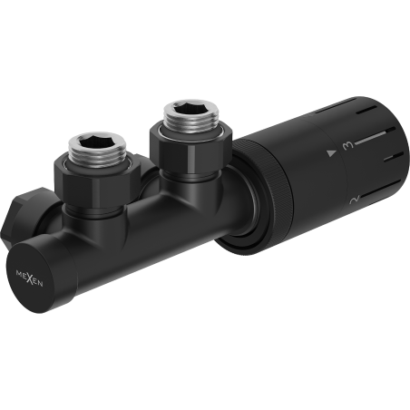 Mexen G05 conjunto termostático angular, Duplex, DN50, negro - W907-958-70
