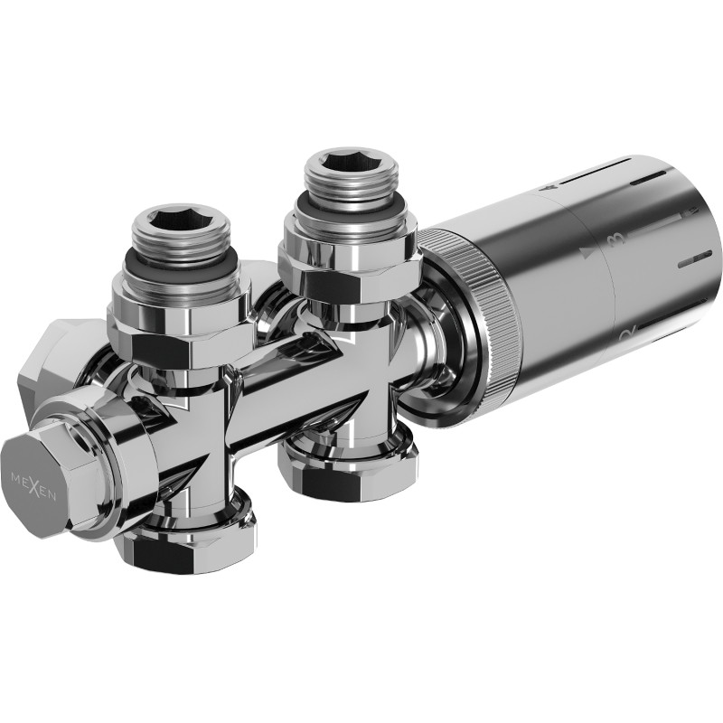 Mexen G05 zestaw termostatyczny kątowy/prosty, Duplex, DN50, chrom - W908-958-01