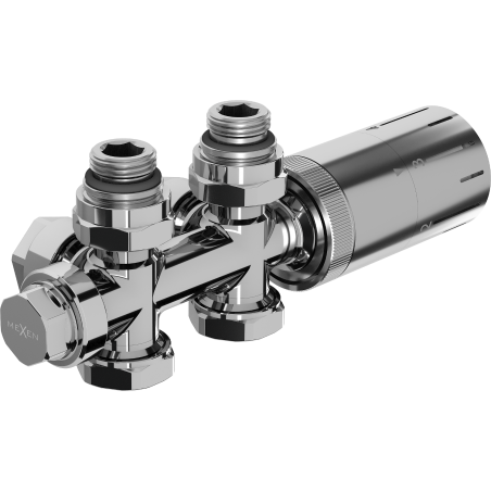 Mexen G05 thermostatic set angled/straight, Duplex, DN50, chrome - W908-958-01