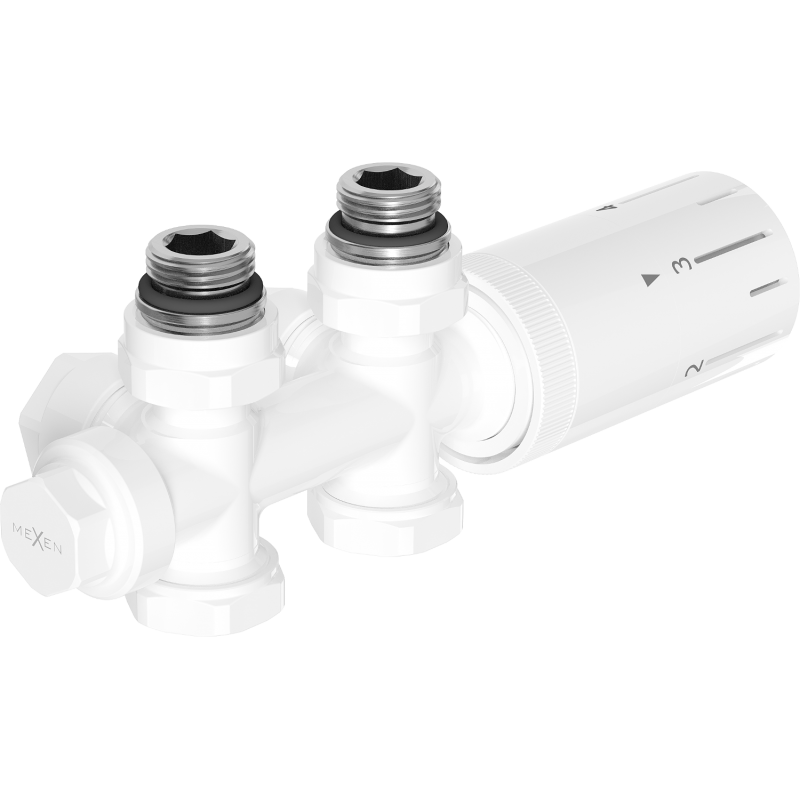 Mexen G05 angled/straight thermostatic set, Duplex, DN50, white - W908-958-20