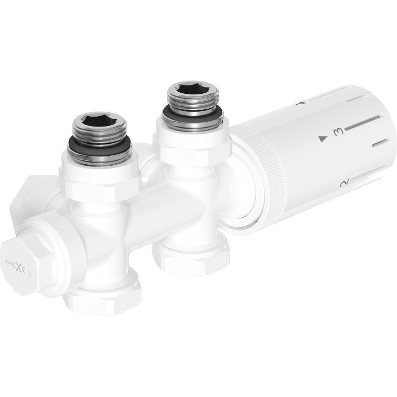 Mexen G05 thermostatische set hoek/recht, Duplex, DN50, wit - W908-958-20