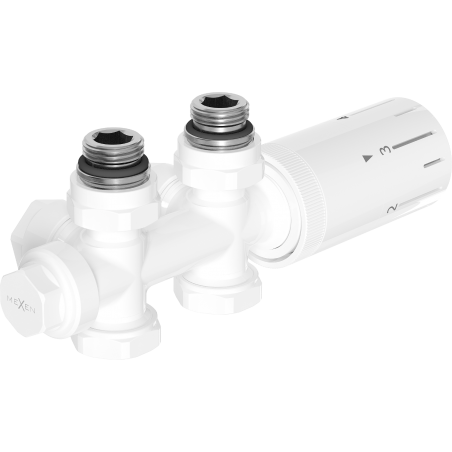 Mexen G05 kit thermostatique angulaire/droit, Duplex, DN50, blanc - W908-958-20