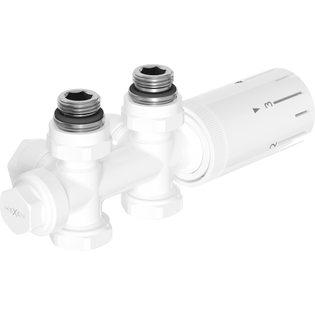 Mexen G05 termostatski set kutni/izravni, Duplex, DN50, bijeli - W908-958-20