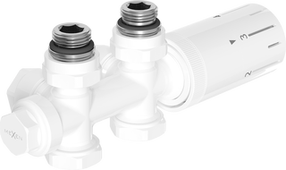 Mexen G05 vinkel/rak termostatset, Duplex, DN50, vit - W908-958-20