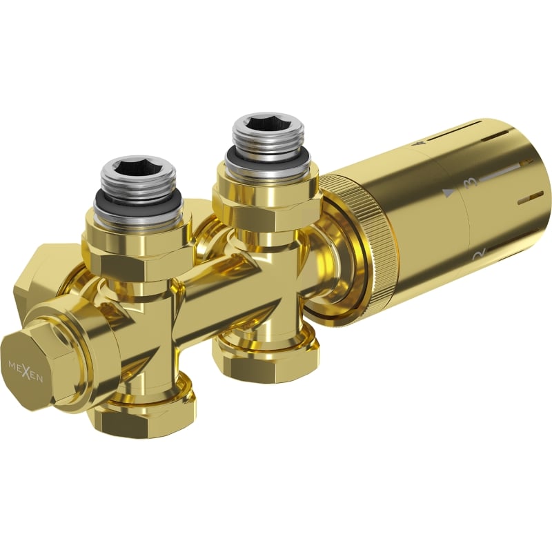Mexen G05 kutni/pravi termostatski set, Duplex, DN50, zlatni - W908-958-50