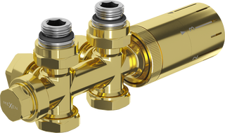 Mexen G05 vinkel/rak termostatset, Duplex, DN50, guld - W908-958-50