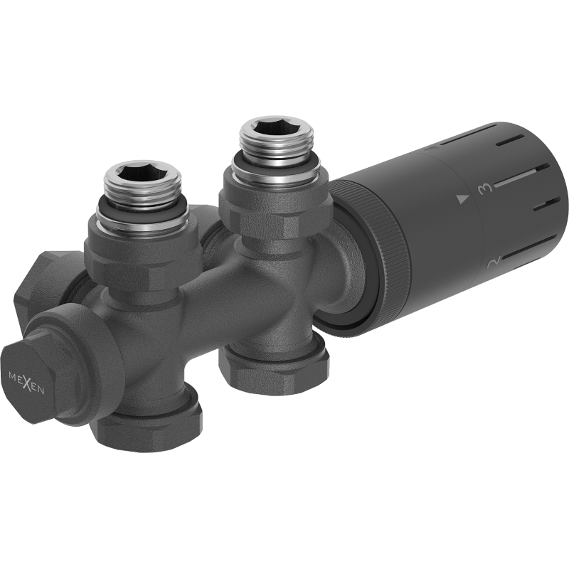 Mexen G05 ensemble thermostatique angle/droit, Duplex, DN50, anthracite - W908-958-66