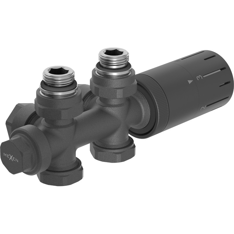 Mexen G05 kutni/pravi termostatski set, Duplex, DN50, antracit - W908-958-66