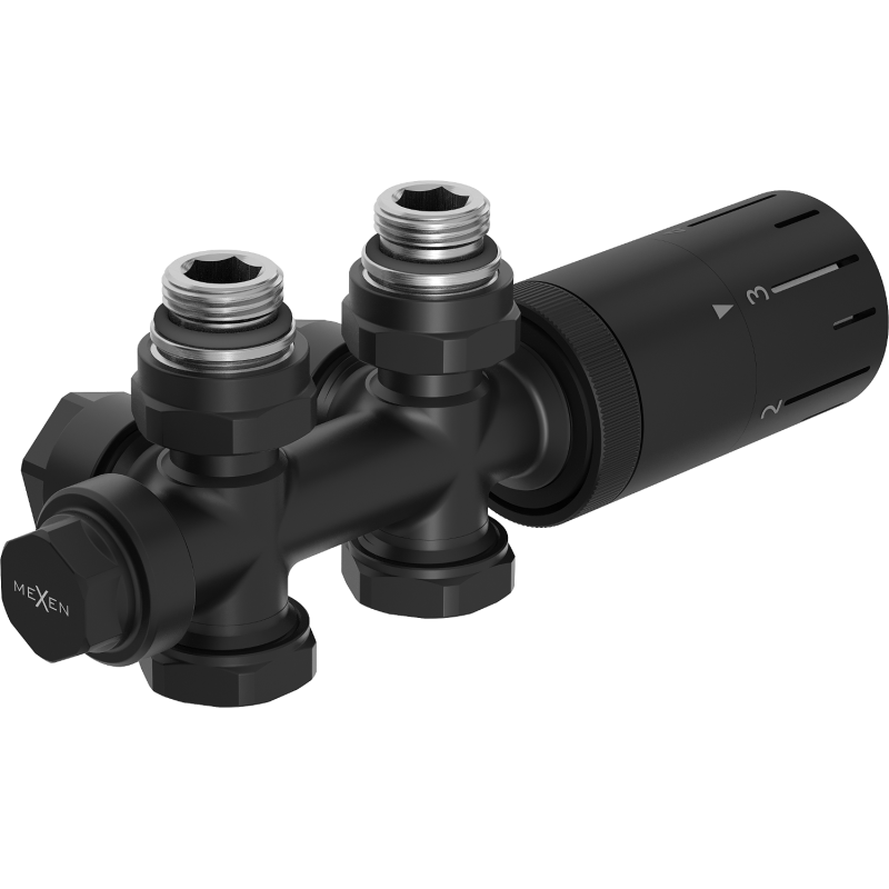 Mexen G05 set termostatico angolare/dritto, Duplex, DN50, nero - W908-958-70
