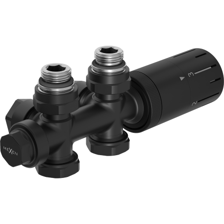 Mexen G05 set termostatico angolare/dritto, Duplex, DN50, nero - W908-958-70