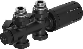 Mexen G05 termostaatiline komplekt, nurkne/sirge, Duplex, DN50, must - W908-958-70