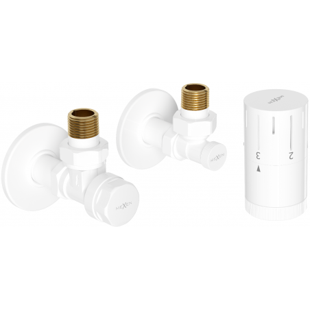 Mexen G05 angled thermostatic set with R cover, white - W901-958-904-20