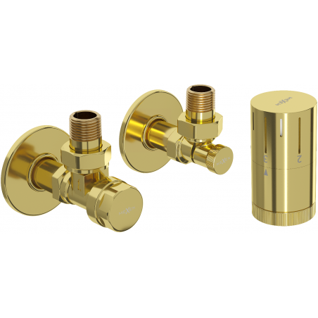 Mexen G05 angled thermostatic set with R cover, gold - W901-958-904-50