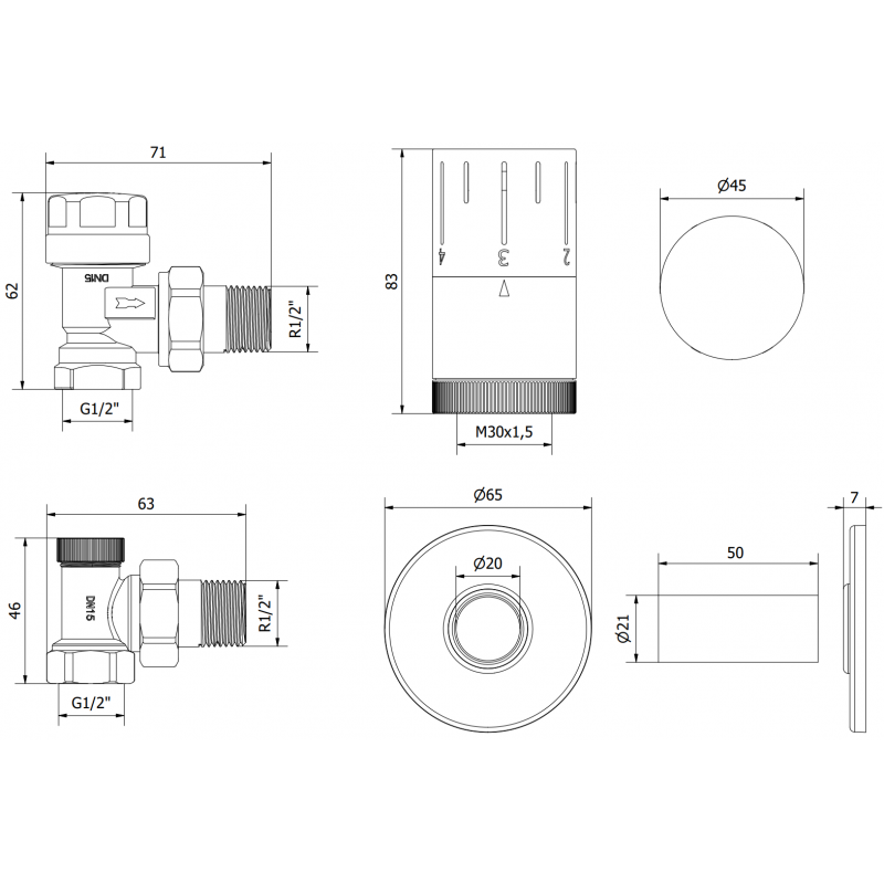 Mexen G05 conjunto termostático angular con embellecedor R, antracita - W901-958-904-66