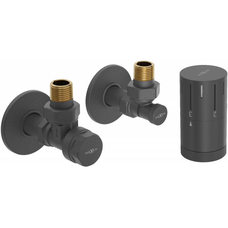 Mexen G05 angled thermostatic set with cover R, anthracite - W901-958-904-66