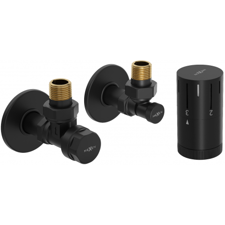 Mexen G05 kutni termostatski set s maskirnim poklopcem R, crni - W901-958-904-70