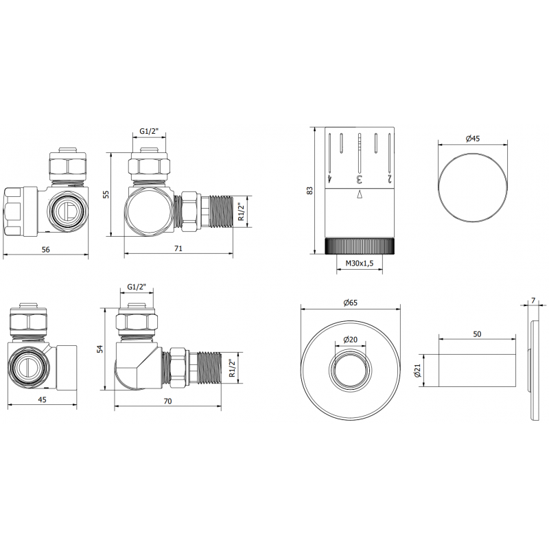 Mexen G05 axial thermostatic set with R cover, chrome - W903-958-904-01