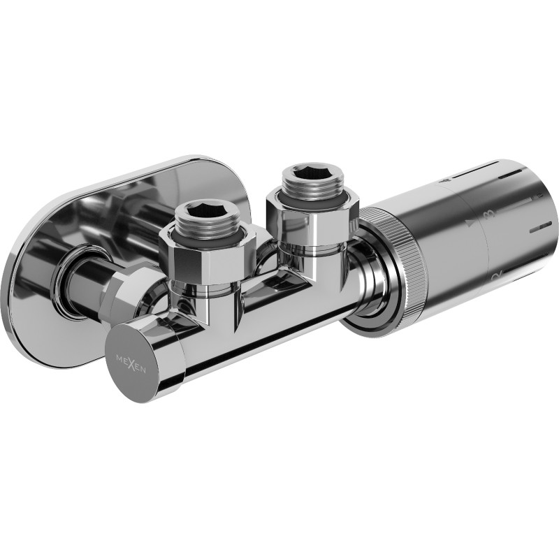 Mexen G05 termostaatiline komplekt nurgaga kattega R, Duplex, DN50, kroom - W907-958-905-01