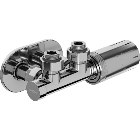 Mexen G05 termostaatiline komplekt nurgaga kattega R, Duplex, DN50, kroom - W907-958-905-01