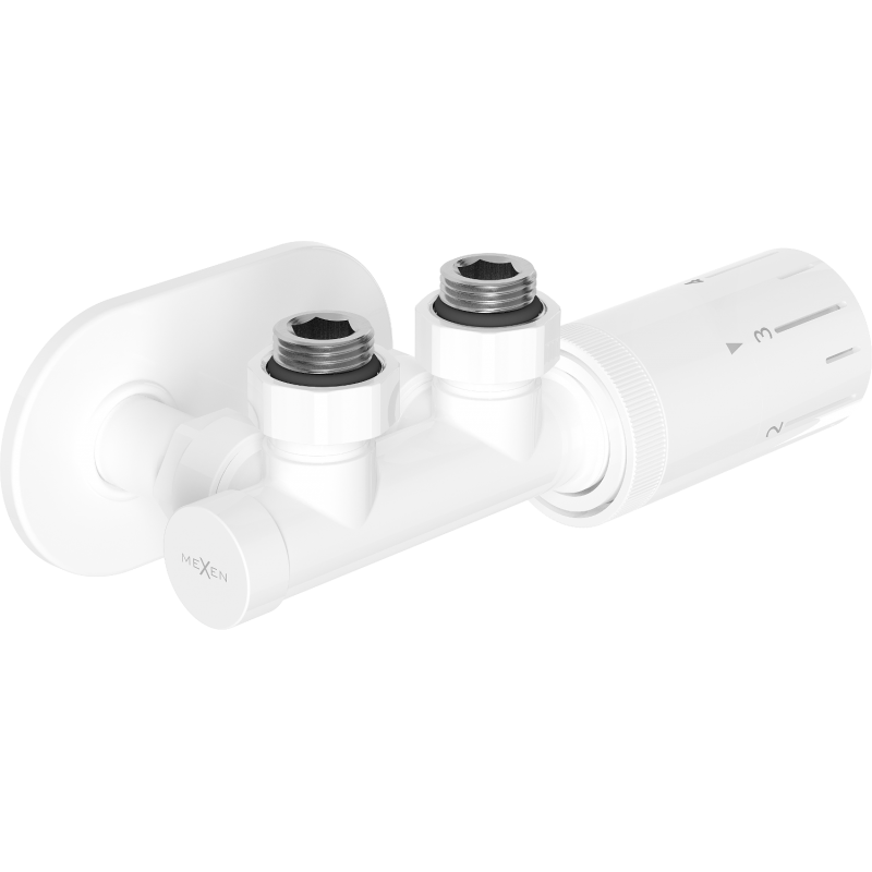 Mexen G05 angled thermostatic set with R cover, Duplex, DN50, white - W907-958-905-20