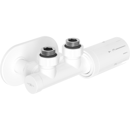 Mexen G05 angled thermostatic set with R cover, Duplex, DN50, white - W907-958-905-20