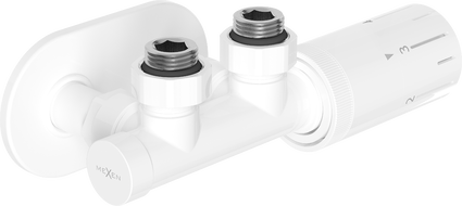 Mexen G05 hoek thermostaatset met afdekplaat R, Duplex, DN50, wit - W907-958-905-20