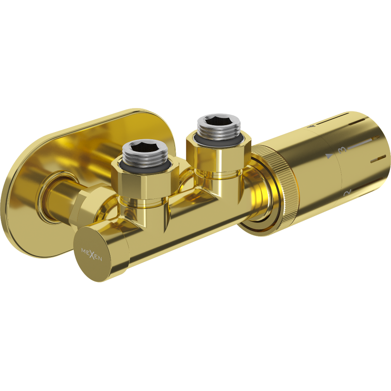 Mexen G05 Thermostat-Set mit Eckventil und Abdeckung R, Duplex, DN50, Gold - W907-958-905-50