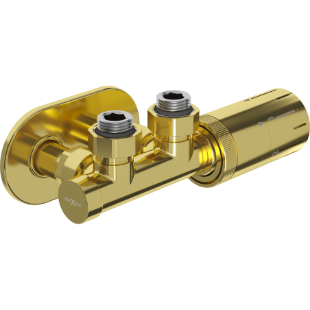 Mexen G05 ensemble thermostatique angulaire avec cache R, Duplex, DN50, doré - W907-958-905-50