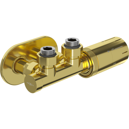Mexen G05 hoek thermostaatset met rozet R, Duplex, DN50, goud - W907-958-905-50
