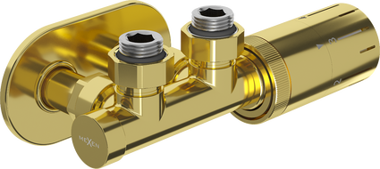 Mexen G05 Thermostat-Set mit Eckventil und Abdeckung R, Duplex, DN50, Gold - W907-958-905-50