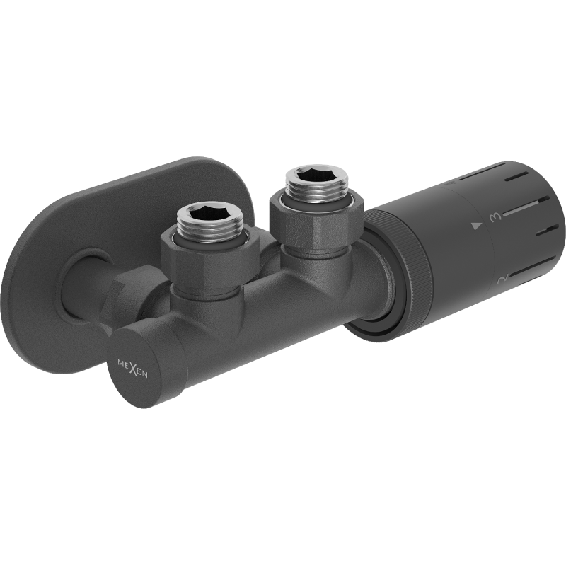 Mexen G05 conjunto termostático angular con embellecedor R, Duplex, DN50, antracita - W907-958-905-66