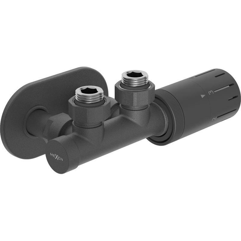 Mexen G05 thermostatisches Eckset mit Abdeckung R, Duplex, DN50, anthrazit - W907-958-905-66