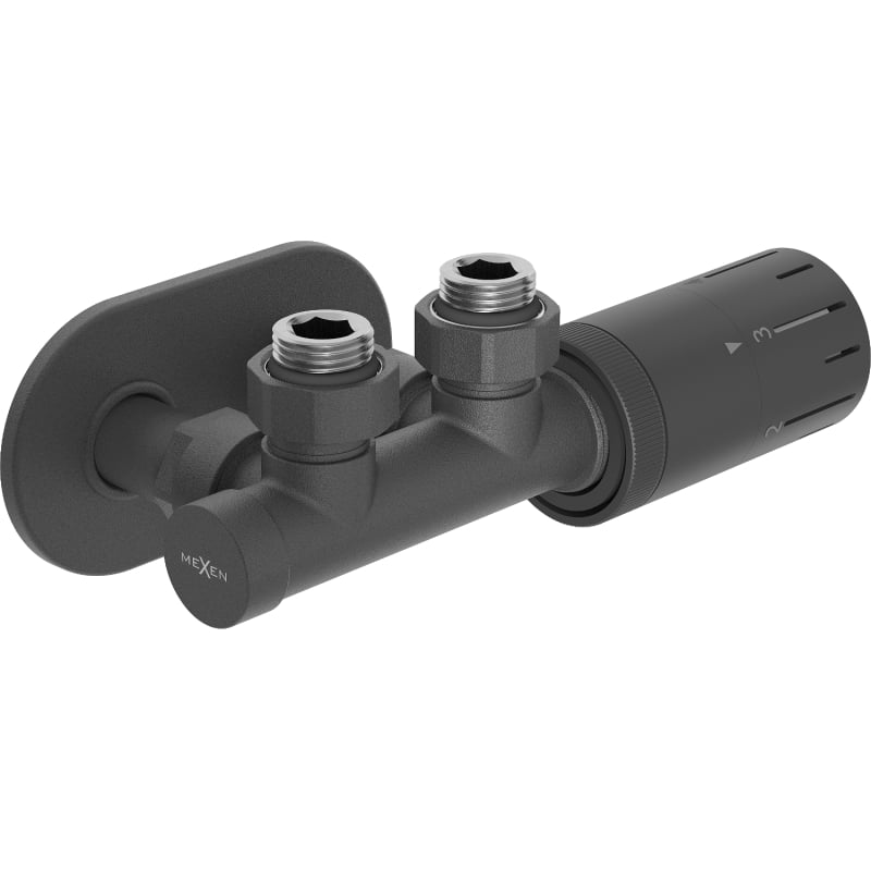 Mexen G05 zestaw termostatyczny kątowy z maskownicą R, Duplex, DN50, antracyt - W907-958-905-66