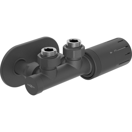 Mexen G05 conjunto termostático angular con embellecedor R, Duplex, DN50, antracita - W907-958-905-66