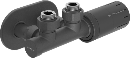 Mexen G05 ensemble thermostatique angulaire avec cache R, Duplex, DN50, anthracite - W907-958-905-66