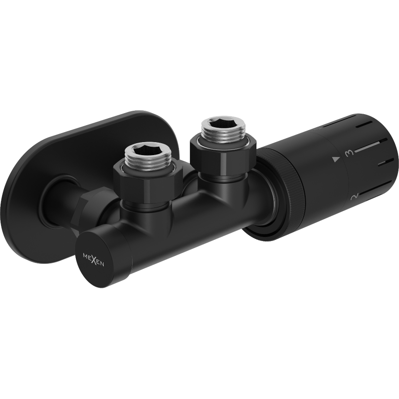 Mexen G05 Eckthermostat-Set mit Abdeckung R, Duplex, DN50, schwarz - W907-958-905-70