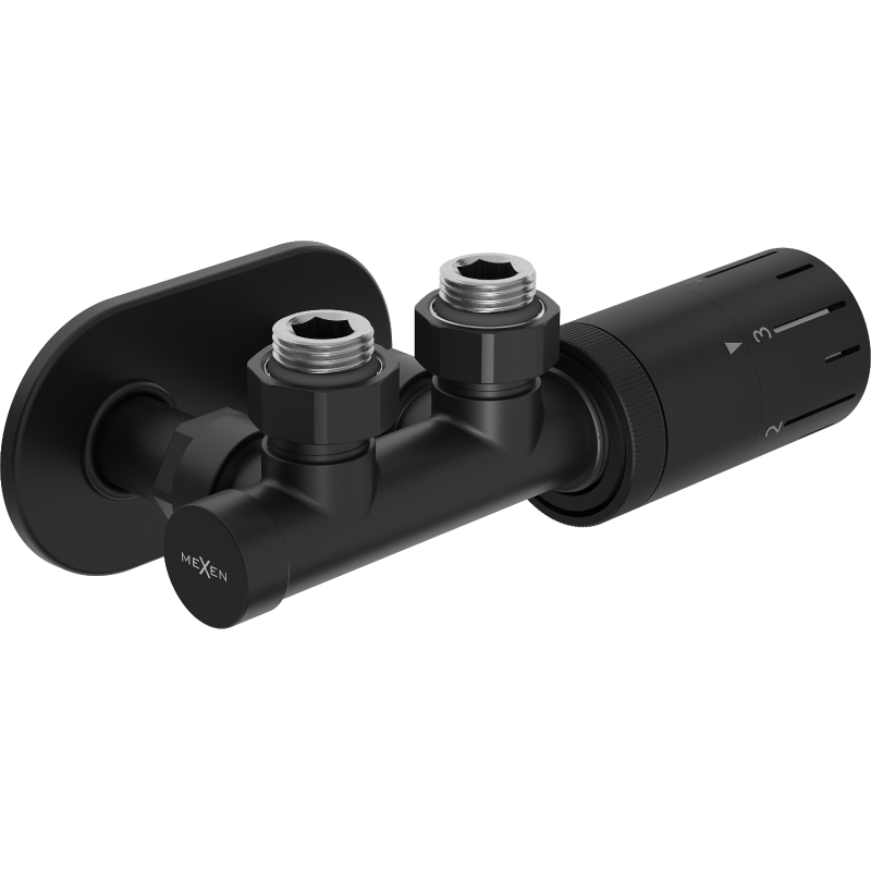 Mexen G05 ensemble thermostatique d'angle avec rosace R, Duplex, DN50, noir - W907-958-905-70