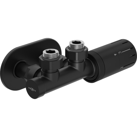 Mexen G05 conjunto termostático angular con embellecedor R, Duplex, DN50, negro - W907-958-905-70