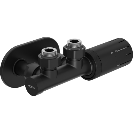 Mexen G05 Thermostat-Set, winkel mit Verkleidung R, Duplex, DN50, schwarz - W907-958-905-70