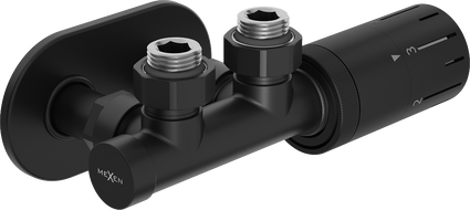 Mexen G05 angled thermostatic set with R cover, Duplex, DN50, black - W907-958-905-70